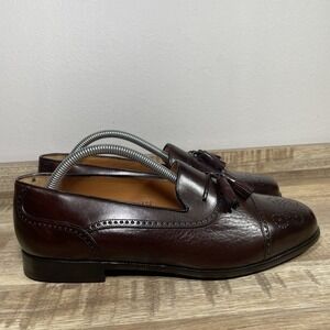 Mezlan Havana Leather Cap Toe‎ Tassel Brogue Loafers Men 9.5 W 32308 Dark Brown